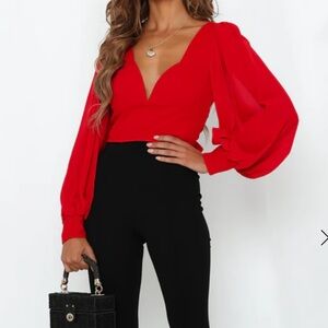 Hello Molly Night Train Red Cropped Blouse